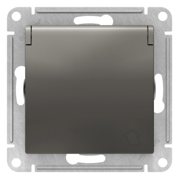 РОЗЕТКА с заземл. со шторк. с крышк., 16А, IP20, механизм, быстрозажим. клем., СТАЛЬ Schneider Electric Art Gallery GAL000946S