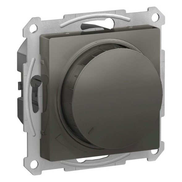 СВЕТОРЕГУЛЯТОР (диммер) Schneider Electric Atlasdesign Сталь поворотно-нажимной, LED, RC, 400Вт, механизм ATN000923