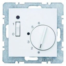 Регулятор температуры помещения Berker B.7 полярная белизна, матовый с размыкающим контактом, центральной панелью, одноклавишным выключателем и светодиодом 20301909