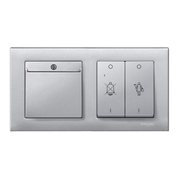 Клавиша Merten M-серия алюминий x2 с надписями для горничной MTN435660