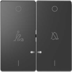 Клавиша Merten D-Life антрацит 2-ная линзой led, символ: звонок/горничная MTN3429-6034