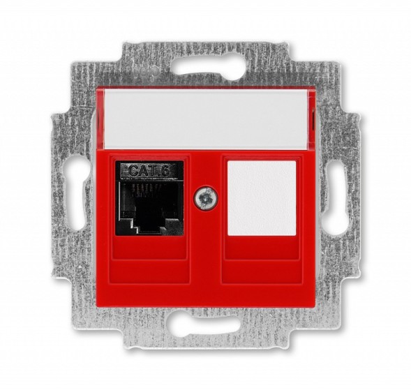 Розетка телефонная ABB Levit красный RJ45 категория 6 и заглушка 2CHH296117A6065 5014H-A61017 65W