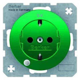 Штепсельная розетка Berker R.1 зеленая с блеском SCHUKO с контрольным LED 41102003