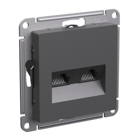 ATN001485 Atlasdesign РОЗЕТКА двойная компьютерная RJ45+RJ45, кат.5Е, механизм, БАЗАЛЬТ Schneider Electric