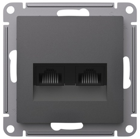 ATN001485 Atlasdesign РОЗЕТКА двойная компьютерная RJ45+RJ45, кат.5Е, механизм, БАЗАЛЬТ Schneider Electric