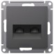ATN001485 Atlasdesign РОЗЕТКА двойная компьютерная RJ45+RJ45, кат.5Е, механизм, БАЗАЛЬТ Schneider Electric