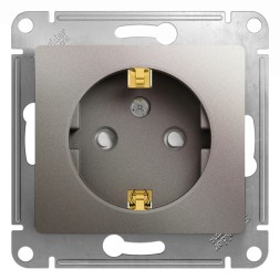 Розетка с заземлением со шторками,16А, 250В, механизм Schneider Electric Glossa Платина GSL001245