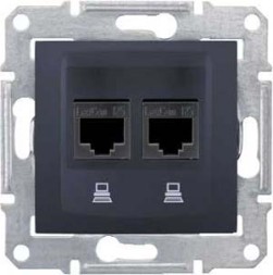 Компьютерная розетка Schneider Electric Sedna графит х2 SDN4600170