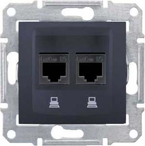 Компьютерная розетка Schneider Electric Sedna графит х2 SDN4600170
