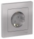 Розетка Schneider Electric Atlasdesign Алюминий с заземлением со шторками, 16А, в сборе ATN000344