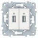 USB-коннектор Schneider Electric Unica Studio Белый 2-местный NU542718