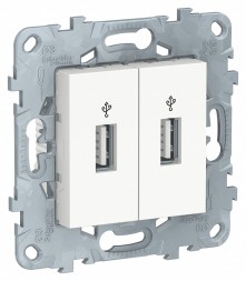 USB-коннектор Schneider Electric Unica Studio Белый 2-местный NU542718