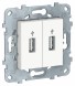 USB-коннектор Schneider Electric Unica Studio Белый 2-местный NU542718