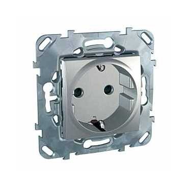 Розетка Schneider Electric Unica Class Top алюминий с з\к со шторками (винтовой зажим) MGU5.037.30ZD