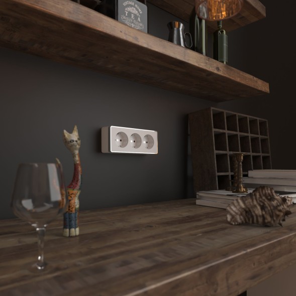 Розетка тройная с заземлением и шторками Gallant белая Werkel W5073101