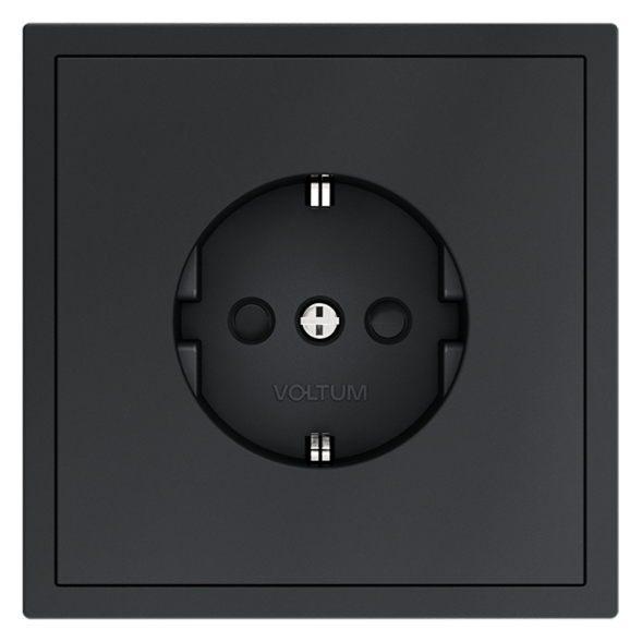 Розетка встраиваемая VOLTUM S70 с заземлением и защитными шторками, 16А, (графит)