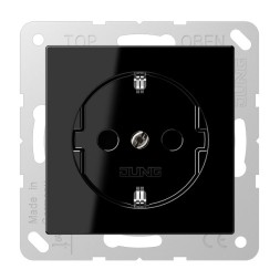 Розетка Jung A серия чёрный скрытый монтаж, с заземлением A520SW