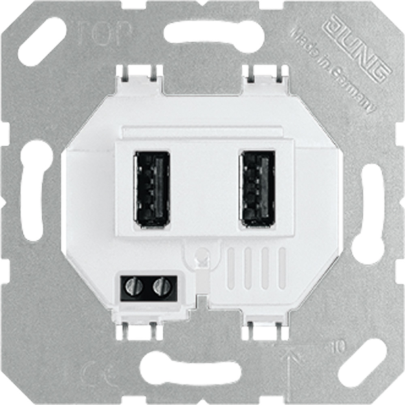 Розетка USB Jung AS серия белая двойная для зарядки, 2x700мA, винтовойзажим
