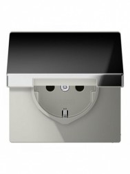 Розетка Jung LS серия Хром с заземлением с откидной крышкой 16А/250В GCR1520KL