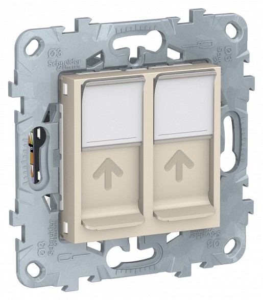 Розетка компьютерная RJ45 Schneider Electric Unica Studio Бежевый двойная, кат. 6 UTP NU542444