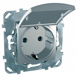 Розетка Schneider Electric Unica Class Top алюминий с з\к со шторками (винтовой зажим) с крышкой MGU5.037.30TAZD