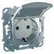 Розетка Schneider Electric Unica Class Top алюминий с з\к со шторками (винтовой зажим) с крышкой MGU5.037.30TAZD