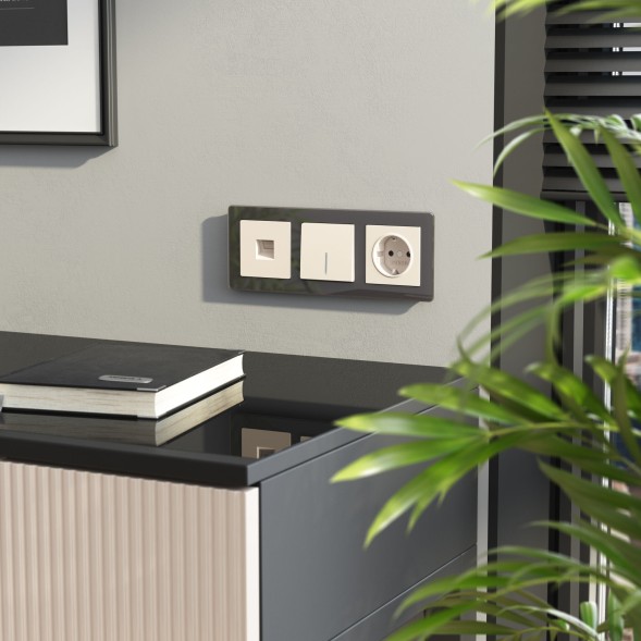 Выключатель одноклавишный проходной с подсветкой (айвори матовый) Werkel W1112162