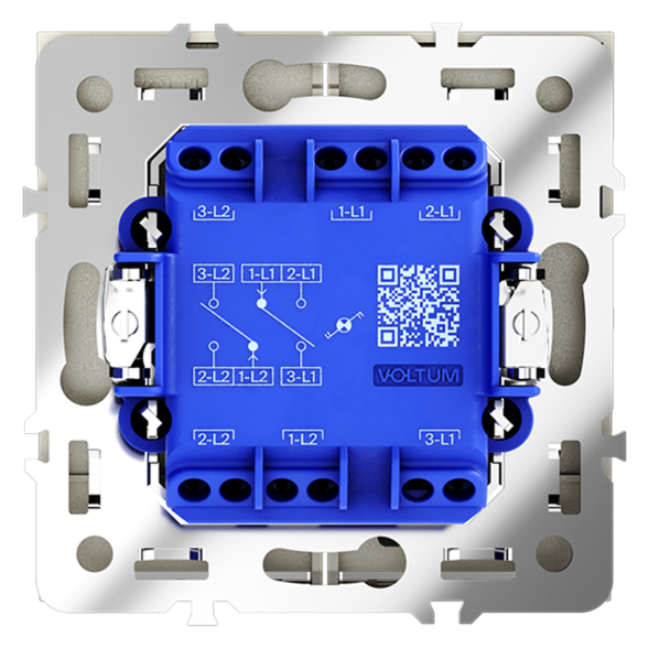 Проходной переключатель встраиваемый VOLTUM S70 двухклавишный с подсветкой 10А, (сталь)