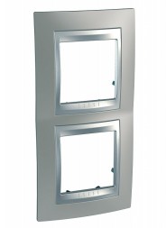 Рамка Schneider Electric Unica Top Никель / Алюминий 2 поста вертикальная MGU66.004V.039