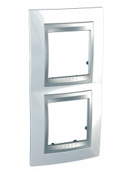 Рамка Schneider Electric Unica Top Нордик / Алюминий 2 поста вертикальная MGU66.004V.092