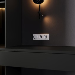 Накладка для розетки с заземлением и защитными шторками, с USB A+A, S70 (серый)