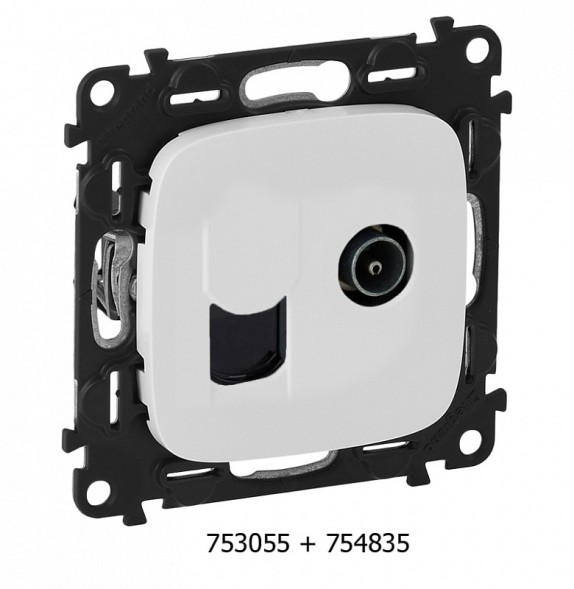 Лицевая панель Legrand Valena ALLURE Белая розетки TV-RJ45 754835