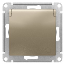 РОЗЕТКА с заземл. со шторк. с крышк., 16А, IP20, механизм, быстрозажим. клем., ШАМПАНЬ Schneider Electric Art Gallery GAL000546S