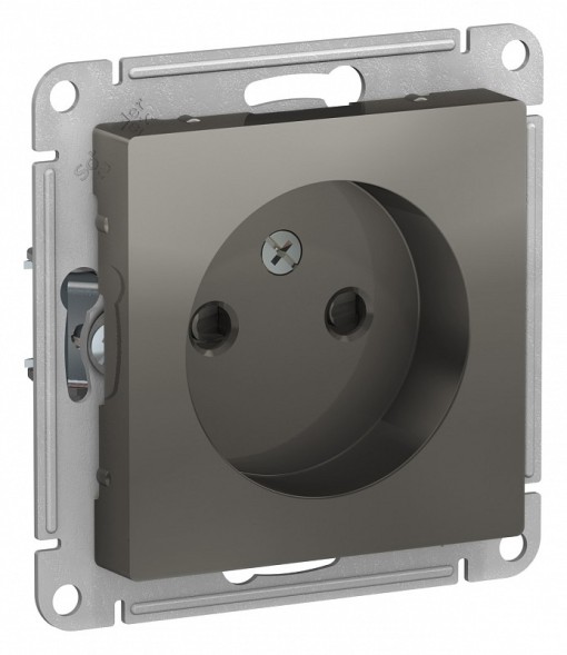 Розетка Schneider Electric Atlasdesign Сталь без заземления со шторками, 16А, механизм ATN000949