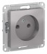 Розетка Schneider Electric Atlasdesign Алюминий без заземления, 16А, механизм ATN000341