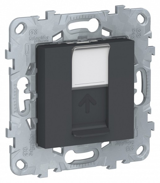 Розетка компьютерная RJ45 Schneider Electric Unica Studio Антрацит 1очная, кат. 6 UTP NU541554