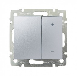 Светорегулятор Legrand Valena Алюминий нажимной 40-600W для л/н и обмоточных т-ров 770274