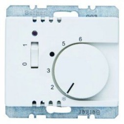 Регулятор температуры помещения Berker Arsys полярная белизна с блеском с размыкающим контактом центральной панелью одноклавишным выключателем и светодиодом 20300069