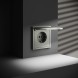 Розетка встраиваемая VOLTUM S70 с заземлением, защитными шторками и крышкой 16А, (сталь)