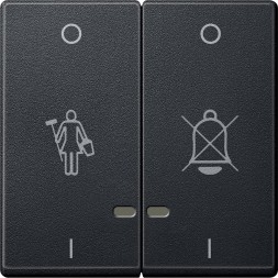 Две клавиши Merten M-серия антрацит &quot;перечеркнутый звонок&quot;,&quot;горничная&quot; световой индикатор MTN3429-0414