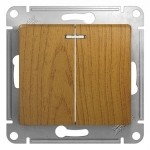 2-клавишный Выключатель с подсветкой,сх.5а,10АХ,механизм Schneider Electric Glossa Дуб GSL000553