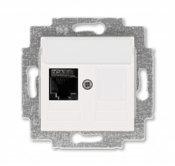 Розетка телефонная ABB Levit жемчуг RJ45 категория 6 и заглушка 2CHH296117A6068 5014H-A61017 68W