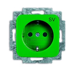 Розетка ABB Busch-Duro 2000 SI зеленая (центральная плата и суппорт) SCHUKO 16А 250В 2CKA002011A2225 20 EUC-13-212-102