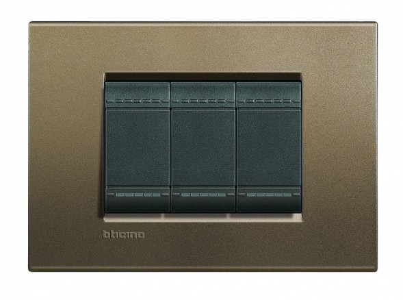 Рамка Bticino LivingLight Квадрат Коричневый шелк 3 модуля LNA4803SQ