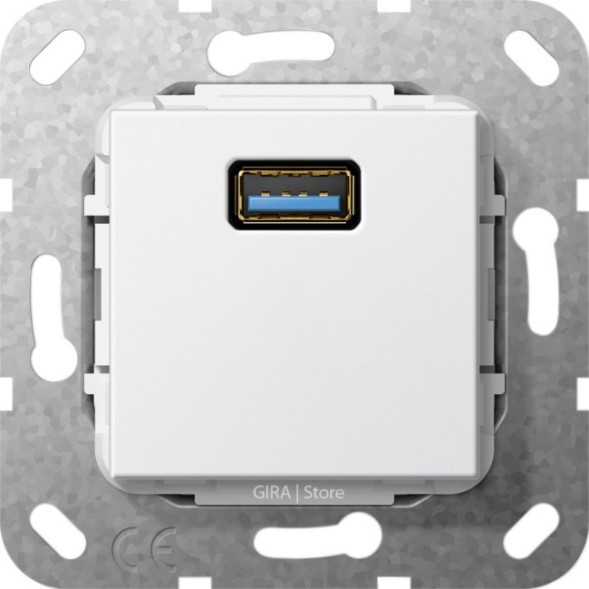 Разъем USB 3.0 A, инвертирующий адаптер Gira Белый глянец 568203