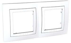 Рамка Schneider Electric Unica белый с декоративным элементом 2 поста MGU2.004.18