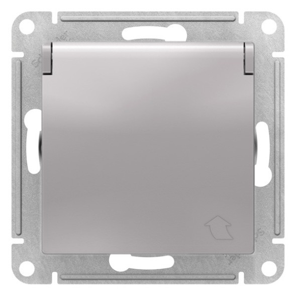 РОЗЕТКА с заземл. со шторк. с крышк., 16А, IP20, механизм, быстрозажим. клем., АЛЮМИНИЙ Schneider Electric Art Gallery GAL000346S