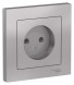 Розетка Schneider Electric Atlasdesign Алюминий без заземления, 16А, в сборе ATN000340