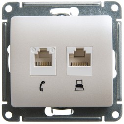 Розетка двойная RJ11+RJ45, кат.5E, Schneider Electric Glossa Перламутр GSL000685
