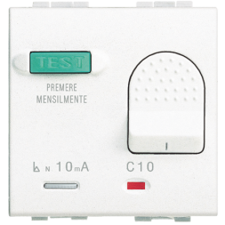 Выключатель Bticino LivingLight Air Белый двухполюсный дифференциальный автоматический 10А 230В 2 модуля N4305/10